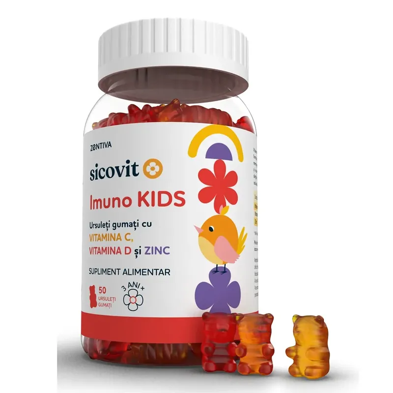 Ursuleti gumati cu vitaminele C, D si zinc Imuno Kids, Sicovit