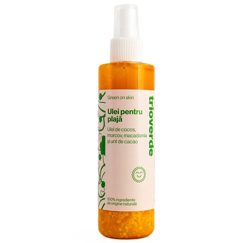 Ulei pentru plaja cu ulei de cocos, morcov, macadamia si unt de cacao, 200 ml, Trio Verde