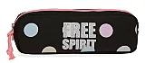 Free Penar Scoala Fete Movom Dots Compartiment Negru Roz 7x22x3 Cm