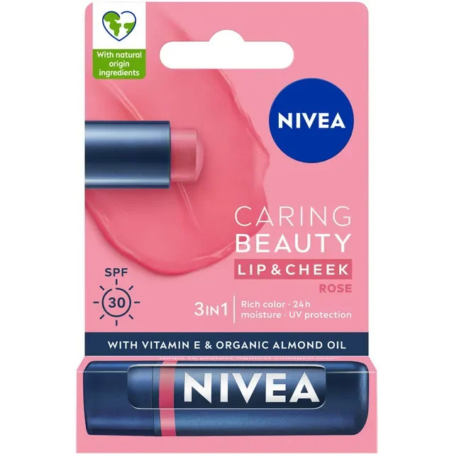 Nivea Balsam Buze Caring Beauty Rose Spf Nude 4.8g