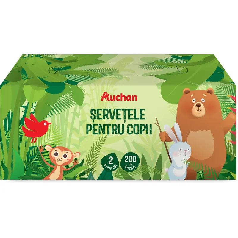 Auchan Servetele Copii 2 Straturi 200buc