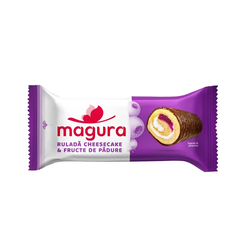 Magura Prajitura Rulada Cream Branza Umplutura Fructe Padure Glazura Cacao 35g