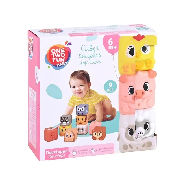One Two Fun Jucarie Set 9 Cuburi Moi Animalute Numere Piese 9buc