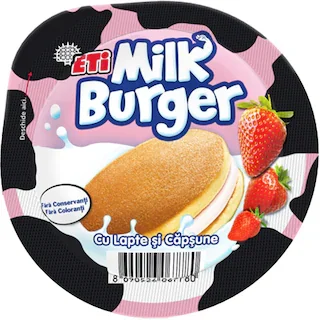 Milk Burger Burger Prajitura Miere Cream Lapte Capsune 35g
