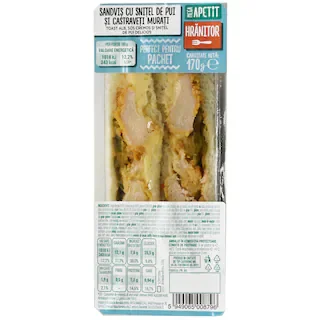 Mega Apetit Apetit Sandvis Snitel Pui Castraveti Murati Pasare 170g