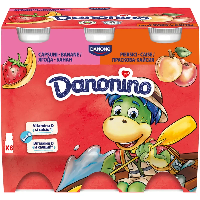 Danonino Iaurt Baut Capsuni Banana Piersici Caise Capsunibanane Piersicicaise 6x100g