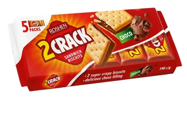Roshen Biscuiti Sandwich Cream Cacao 2 Crack 190g