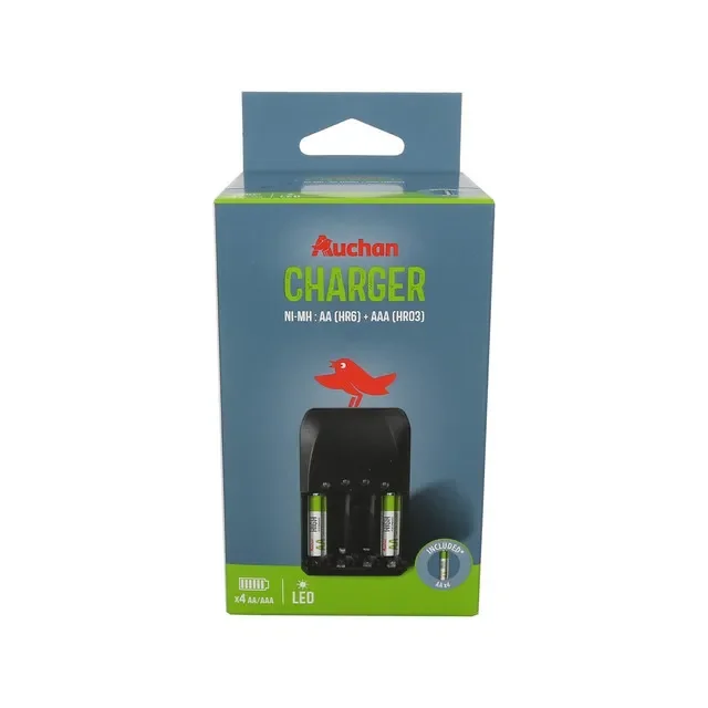 Auchan Incarcator Baterii Reincarcabile 4 Sloturi