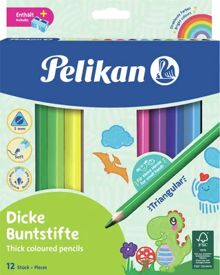 Pelikan Creioane Colorate Set Culori Ascutitoare 12buc