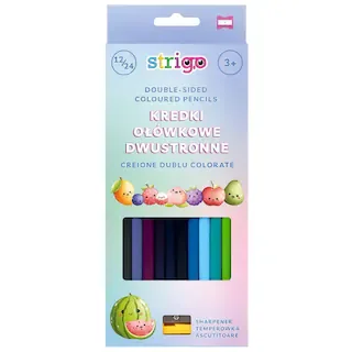 Strigo Set Creioane Triunghiulare Dublu Colorate Ascutitoare Inclusa Culori 12buc