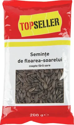 Topseller Seminte Floarea Soarelui Negre Coapte Sare Fara_sare 200g