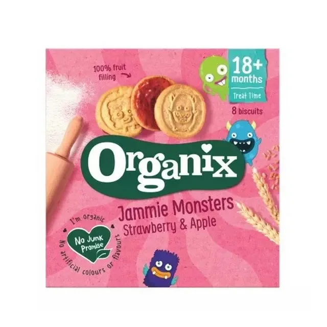 Organix Biscuiti Bio Umplutura Capsuni Mere Luni 64g