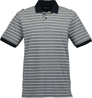 BLUE SEVEN Seven Tricou Polo Piquee Maneca Scurta Dungi 3x Negru