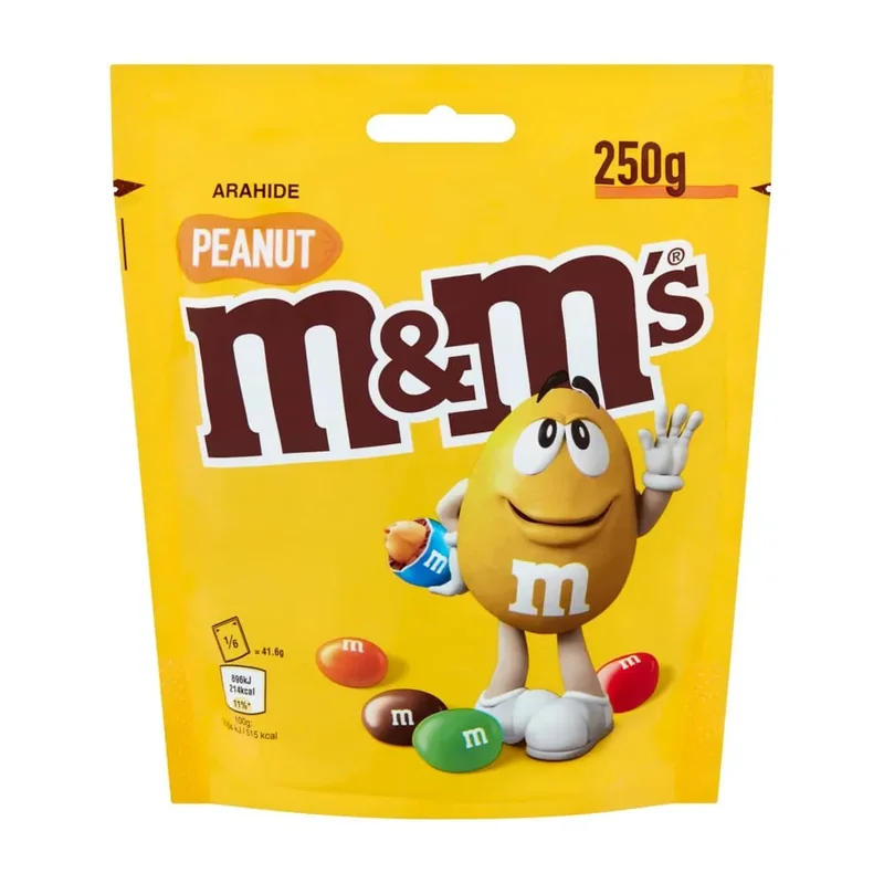 M&M Bomboane Arahide Invelite Ciocolata Lapte Glazura Crocanta Colorata 250g