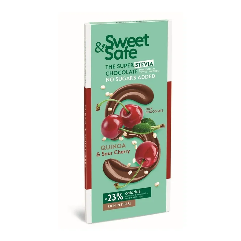Sweet&Safe Ciocolata Lapte Visine Quinoa Safe 90g