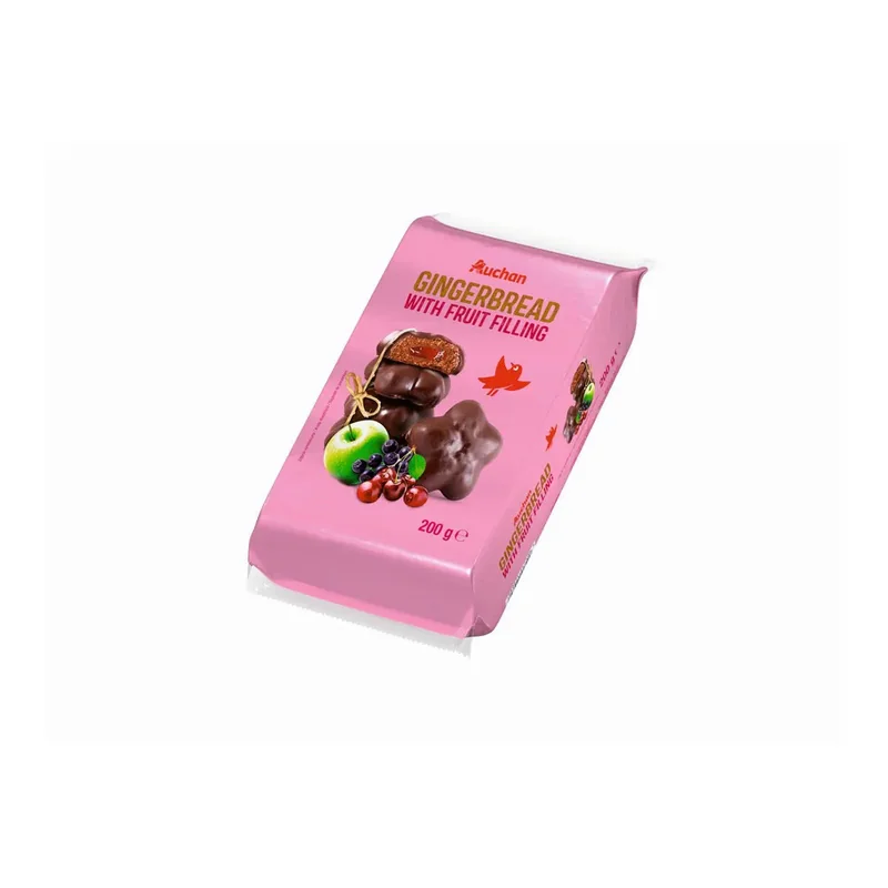 Auchan Turta Dulce Invelita Ciocolata Umplutura Fructe 200g
