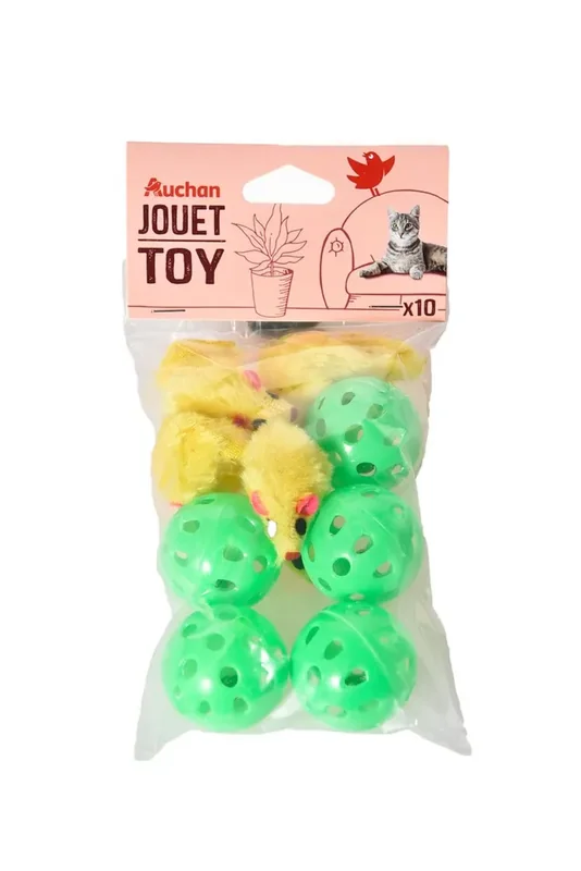 Auchan Set Jucarii Pisici 5 Mingi Soricei Culori 10buc