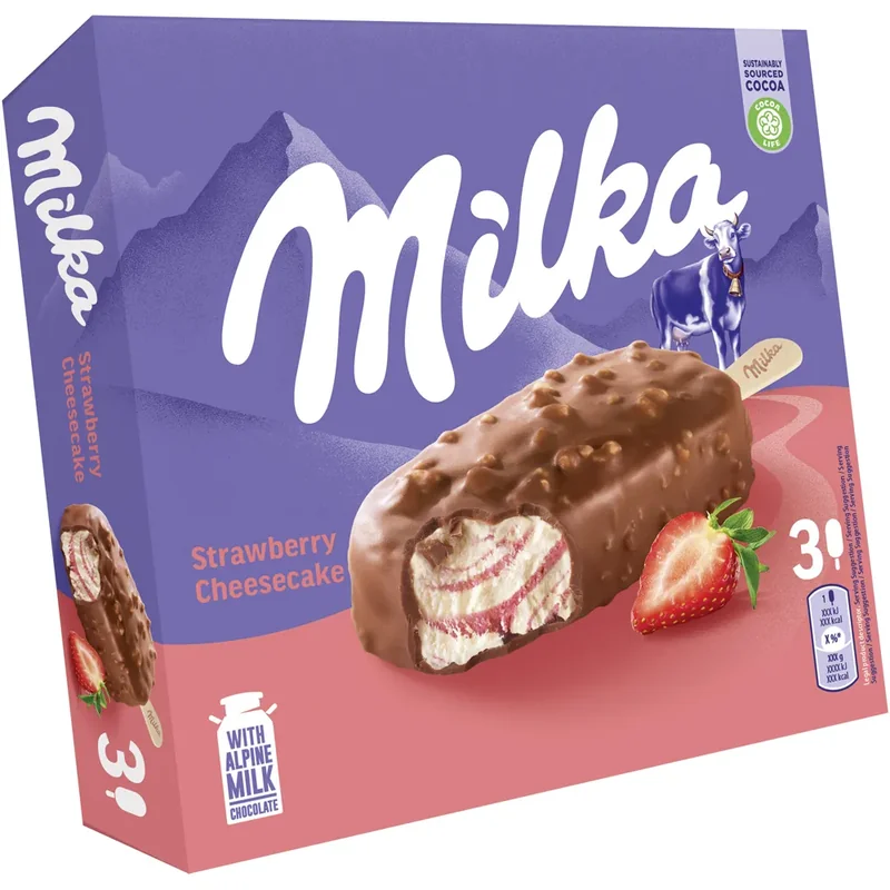 Milka Inghetata Bat Capsuni Cheesecake 270ml
