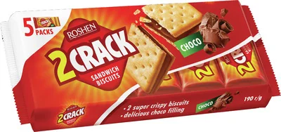 Roshen 2crack Biscuiti Crocanti Ciocolata Umplutura 190g