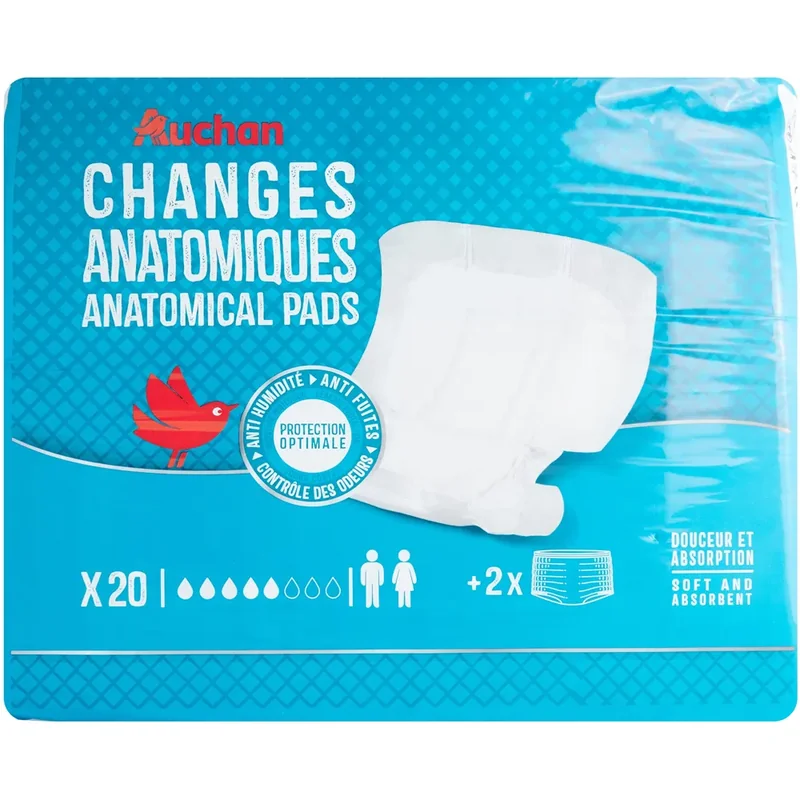 Auchan Scutece Anatomice Adulti 5 Picaturi 20buc