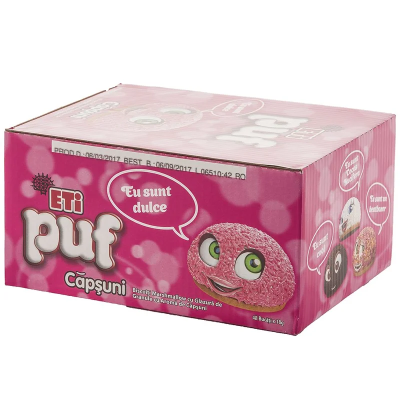 ETI PUF Puf Biscuite Bezea Capsuni 48x18g