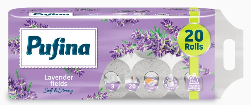 PUFINA 20 Role Hartie Igienica Straturi Parfum Lavanda 20buc