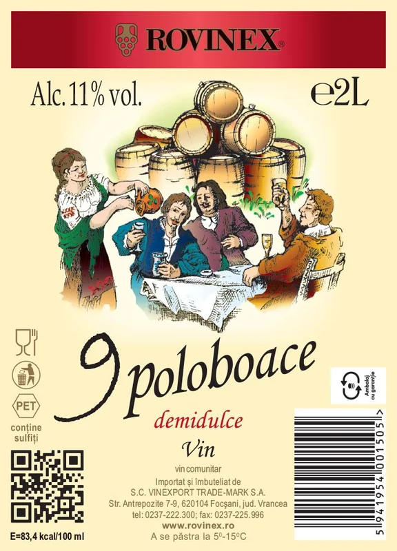 ROVINEX 9 Poloboace Vin Alb Demidulce 2000ml