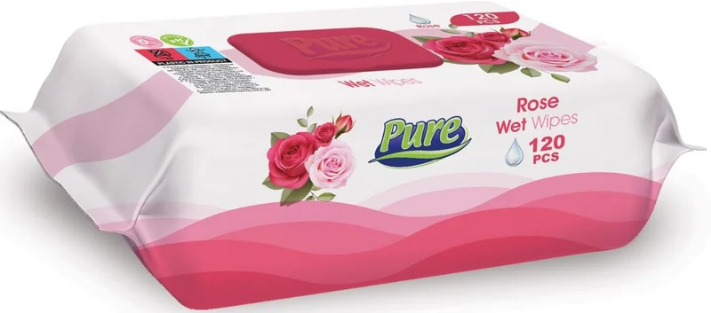 PURE PREMIUM Premium Servetele Umede Trandafir 120buc