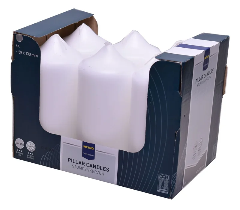 METRO PROFESSIONAL Lumanare Cilindrica Alba 58x130 Mm 130mm 1510g