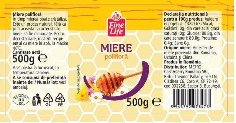 FINE LIFE Life Miere Poliflora Borcan 500g