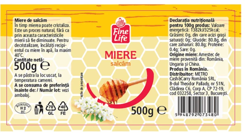 FINE LIFE Life Miere Salcam Borcan 500g