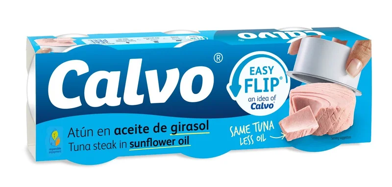 CALVO 3 Conserve Ton Ulei Floarea Soarelui 195g