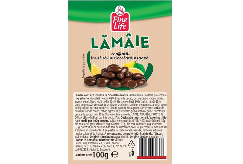 FINE LIFE Life Lamaie Confiata Ciocolata Neagra 100g