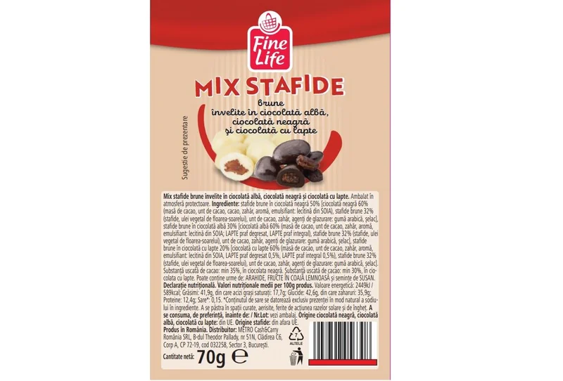 FINE LIFE Life Mix Stafide Ciocolata 70g