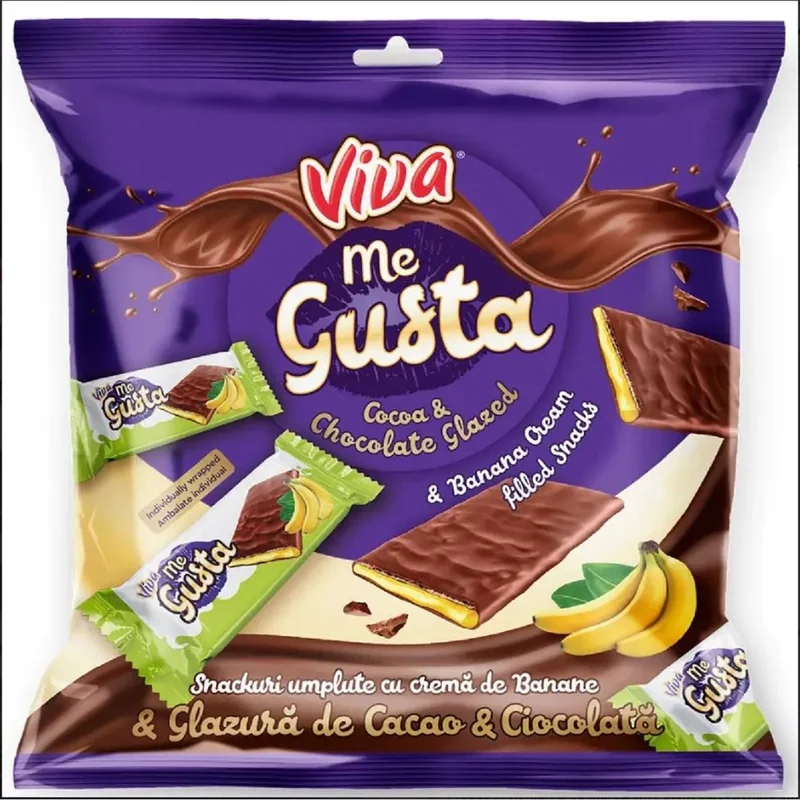VIVA Me Gusta Snack Banana Glazura Ciocolata 70g