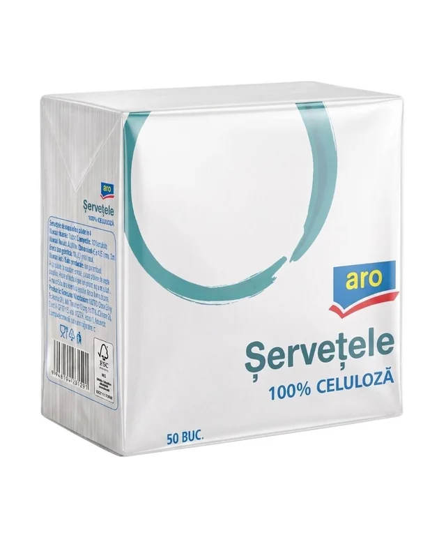 ARO 50 Servetele Albe Strat 25x25 Cm 25cm 4buc