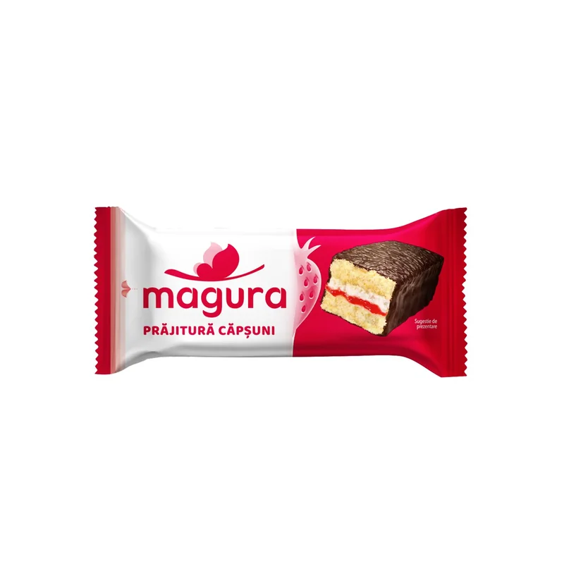 Magura Prajitura Cream Iaurt Capsuni Glazura Cacao 35g